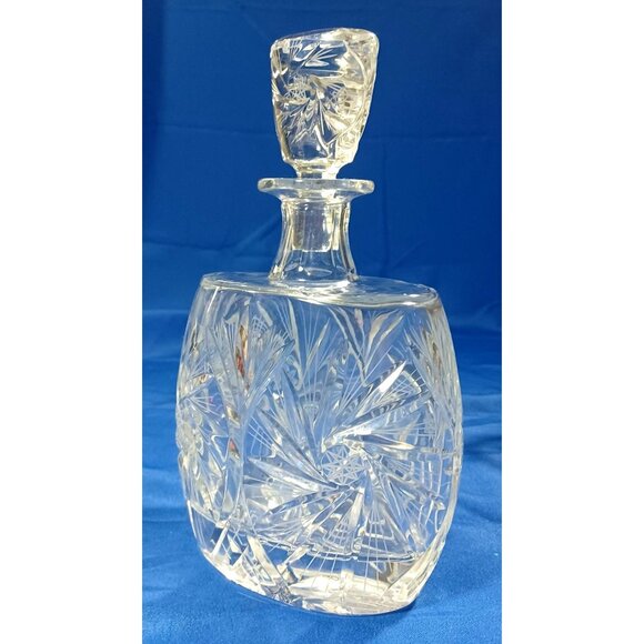 Vtg Bohemian Cut Lead Crystal Decanter 6 Wine Sherry Cordial Glasses Set - Picture 10 of 16